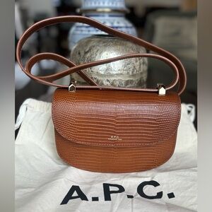 A.P.C. Geneve Mini Brown Textured Leather Crossbody Bag